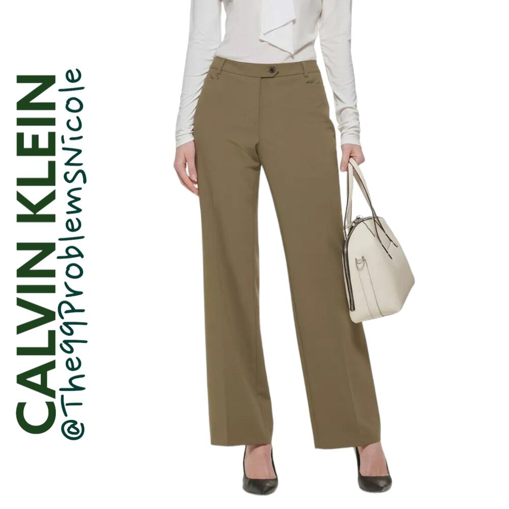 Calvin Klein Wide Leg Dress Pants in Green